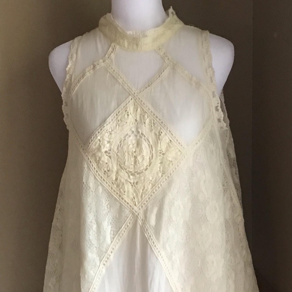 Free People Angel Lace Cut-Out Back Dress Ivory XS - Picture 7 of 13